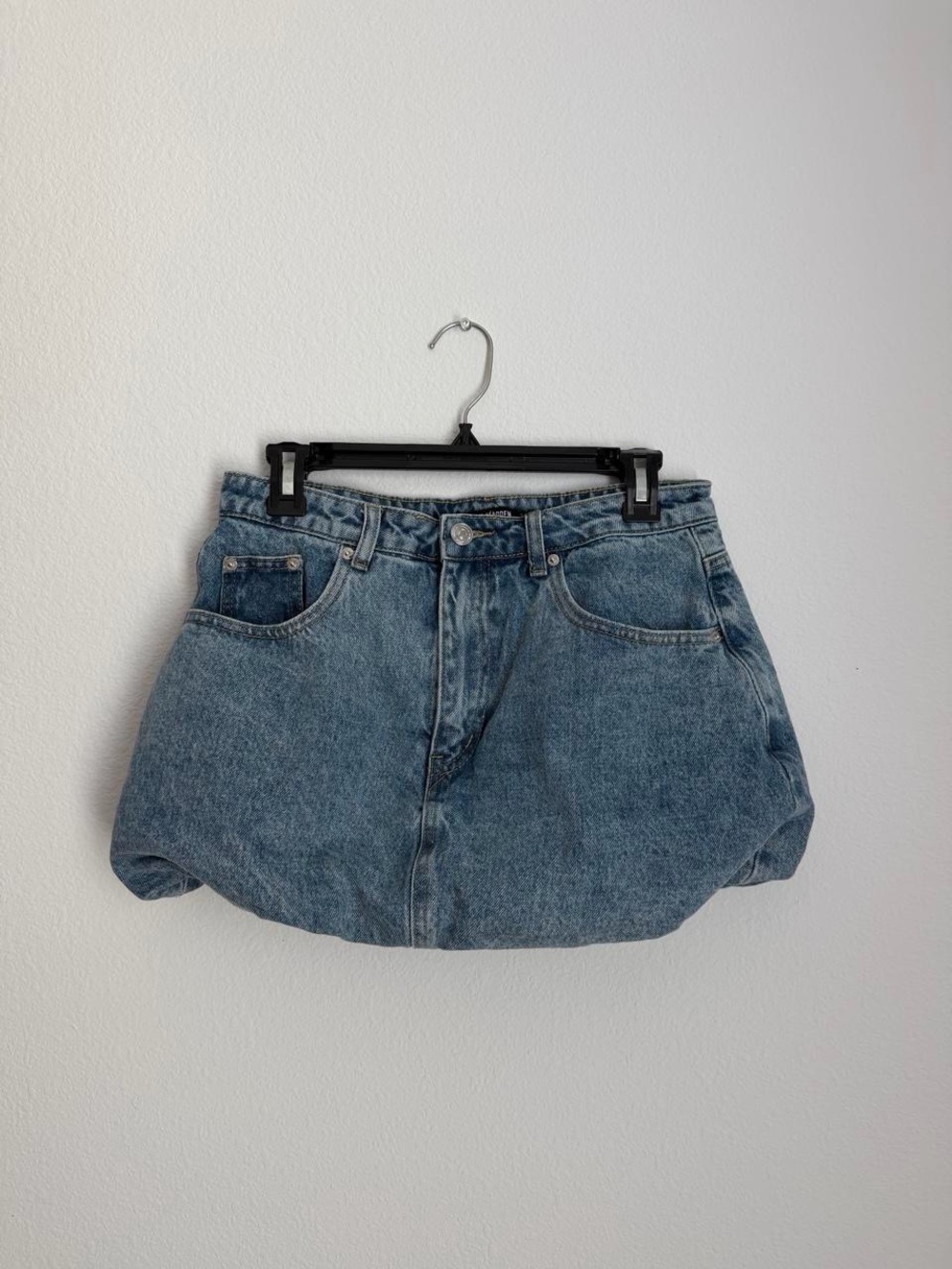 Steve Madden blue denim bubble hem mini skirt NWOT